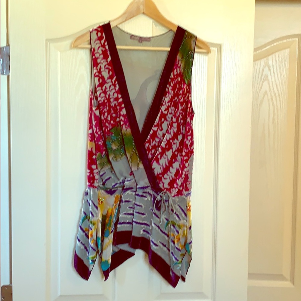 Hale Bob velvet burn out multi colored top